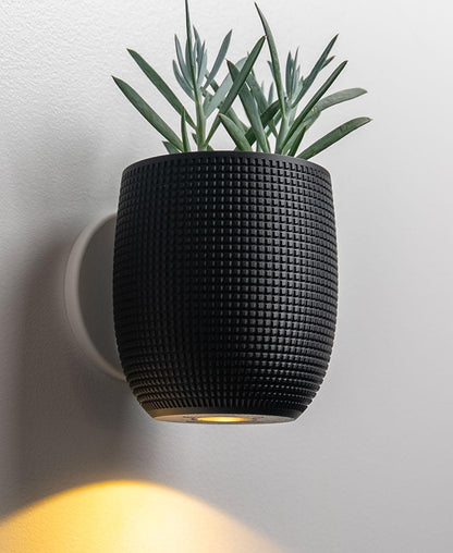 3D Printed Wall Planter Lamp – Modern Textured Plant Holder with Ambient Light