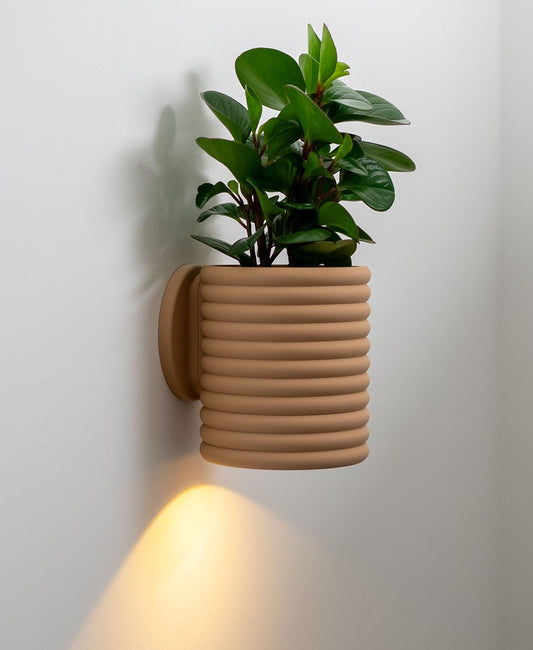 3D Printed Wall Planter Lamp – Modern Textured Plant Holder with Ambient Light