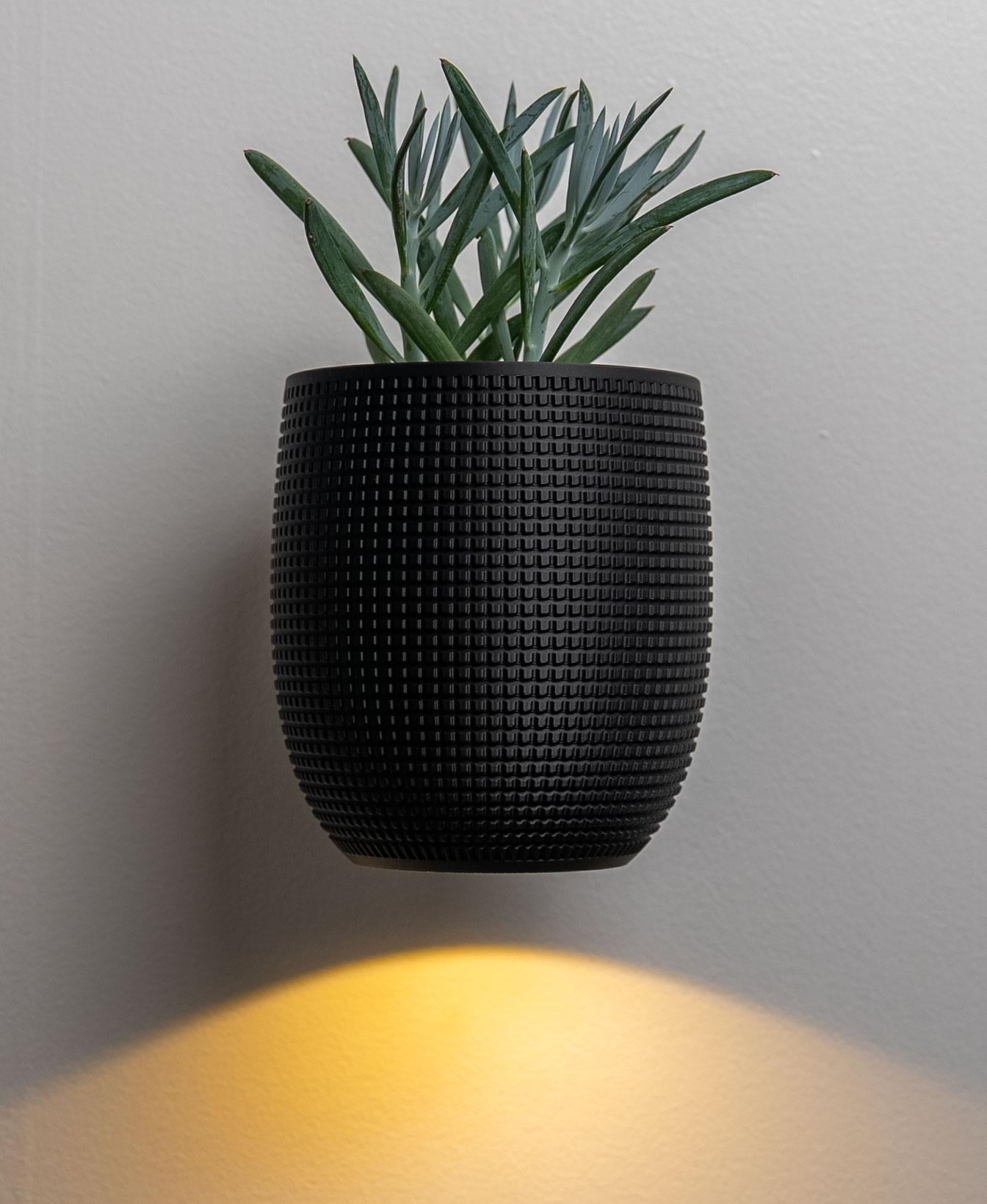 3D Printed Wall Planter Lamp – Modern Textured Plant Holder with Ambient Light