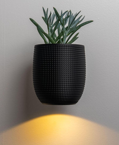 3D Printed Wall Planter Lamp – Modern Textured Plant Holder with Ambient Light