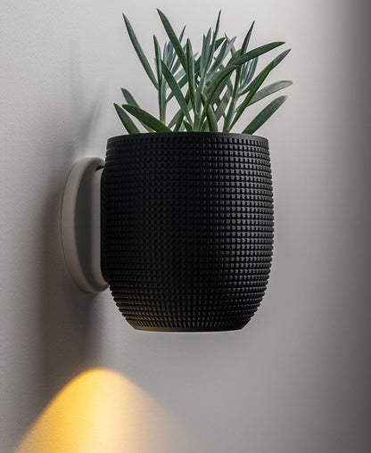 3D Printed Wall Planter Lamp – Modern Textured Plant Holder with Ambient Light